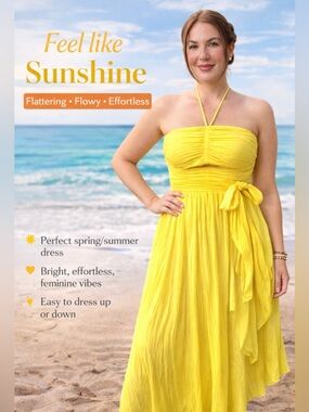 Yellow Spaghetti Strap Maxi Dress - Women